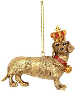 Gisela Graham Resin Dachshund w/Crown Decoration